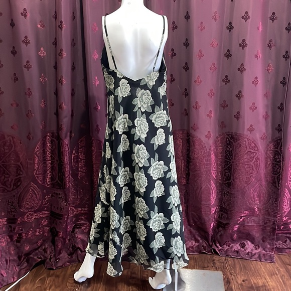 Vintage Deadstock Black Floral Spaghetti Strap Maxi Dress Size Large - Picture 6 of 7